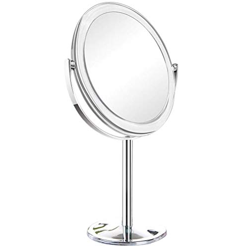 YUESEN Ovale Miroir Maquillage Miroir Cosmétique,Maquillage et de Rasage Rond pivotant Miroir sur Pied,Double Face sur Pied,Argenté
