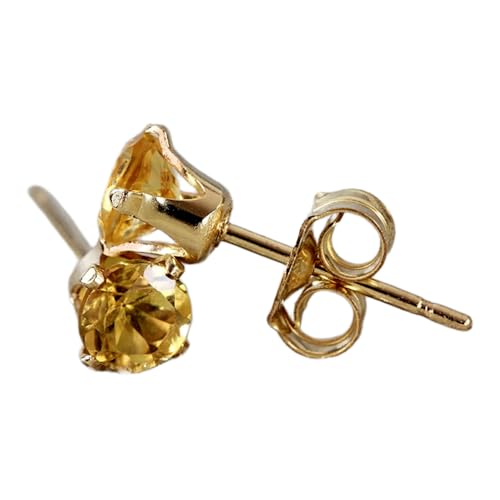 Puce en citrine naturelle rare 2mm et argent 925 | Boucle d'oreille solitaire ronde