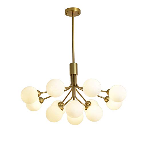 VIROYA Candelabros,Modern Industry Sputnik Chandelier,Modern 6-Vintage Techo con Pantalla de Bola de Vidrio Colgante Ajustable para Dormitorio Sala de Estar Comedor/Golden./80X50Cm Cover