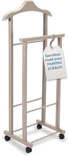 Tomaino Valet De Chambre Bois, Portant Vetement Solide à Roulettes, Valet De Nuit, Chevalet Vetements Pour Chambre - Ambrogio