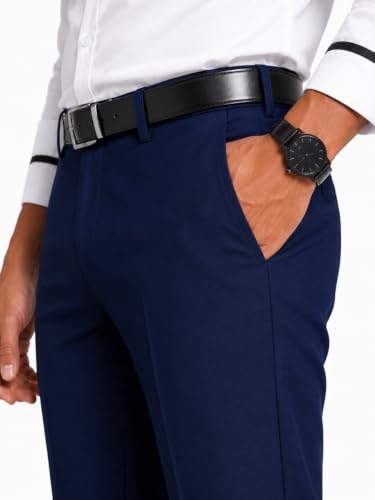 Image of Men's Slim Fit Formal Trousers | Office & Business Wear | Men's Solid Formal Pants (256)