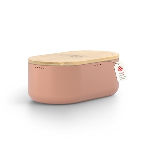 LARS NYSØM Panera I Recipiente para Pan para una frescura particularmente duradera I Caja de Pan con Tapa de bambú Adaptable como Tabla de Cortar (Blush Rose)