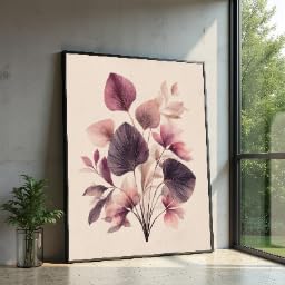Toile murale florale violette rose 40x60 cm cadre intérieur