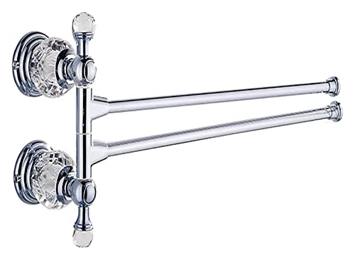Porte-serviettes pivotant mural en métal et cristal pour salle de bains