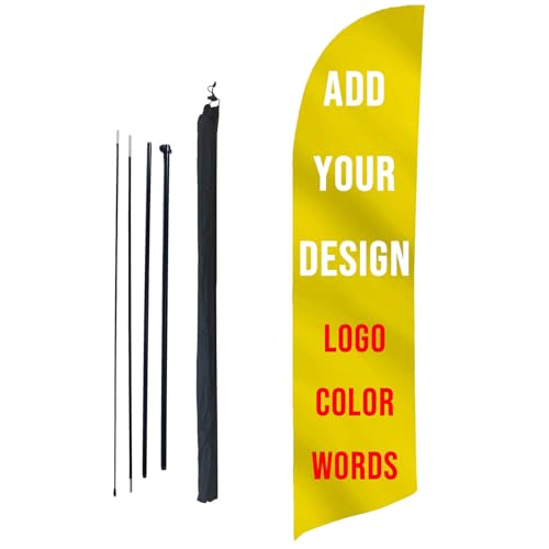 Bagetu Kit Asta Bandiera Piuma Personalizzata Banner A Goccia Negozio Insegna Aziendale (bandiera+palo, Teardrop 80x220cm)