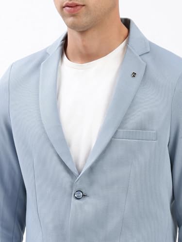Image of SHOWOFFFF Men Solid Single Breasted Casual Blazer | Notched Lapel Full Sleeves Cotton Blazer for Mens | Slim Fit Regular Length Blazer for Men's