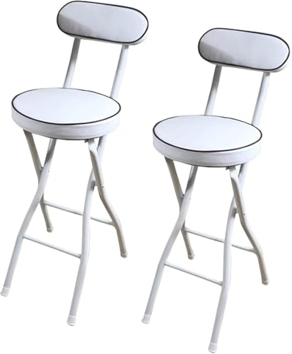 Juego de 2 taburetes de bar plegables, altura de mostrador con asiento acolchado y respaldo para cocina al aire libre