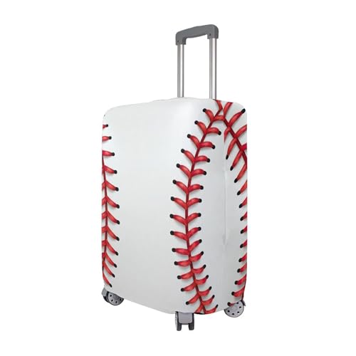 Animal Print Suitcase Cover Custom Luggage Protector Elastic Red Baseball Stitches White Travel Luggage Sleeve for Women, M, Fits 22-24 Inch Case3