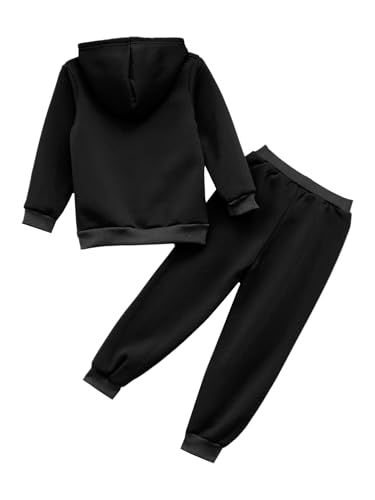 2Pcs Girls Fall Winter Hoodie Set Kids Pullover Sweatshirt and Jogger Pants Athletic Tracksuit2