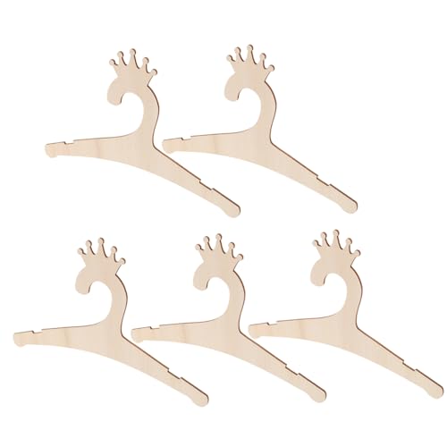 WOONEKY DIY Wooden Baby Hangers 5pcs Boys and Girls Pants Hangers Closet Organization Children's Clothes Holder Nursery Accessories