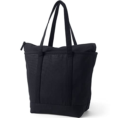 Image of Lands' End Zip Top Long Handle Canvas Tote Bag