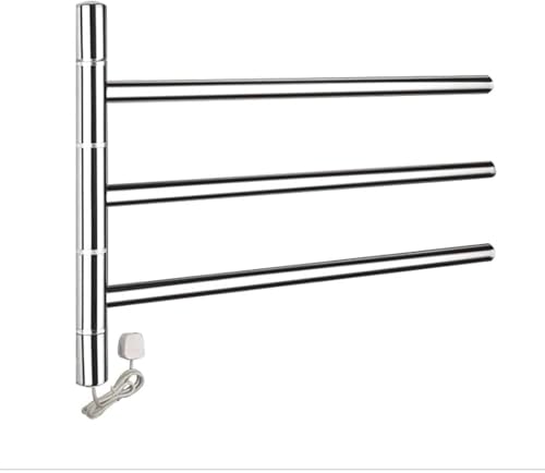 Calentador de Toallas Giratorio de 180°, 3 Piezas, toallero Caliente para baño, toallero calefactable de Acero Inoxidable, Calentador de Toallas de Pared/enchufable.