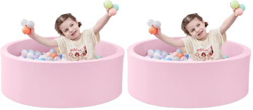Image of SHJADE Foam Ball Pit, 35.4 inchx 11.8 inch Ball Pits for Toddlers-Pink (Pack of 2)