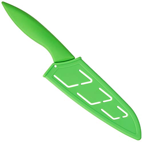 Kai First, Starter Kitchen Knife, Green with Sheath, 5.25 Inch Blade