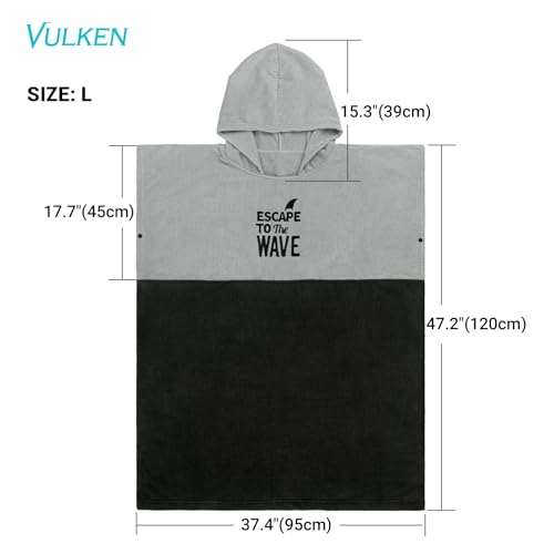 Vulken Bademantel mit Kapuze, Surf Poncho für Umziehen Öffentlichkeit Herren L XL Groß Dick