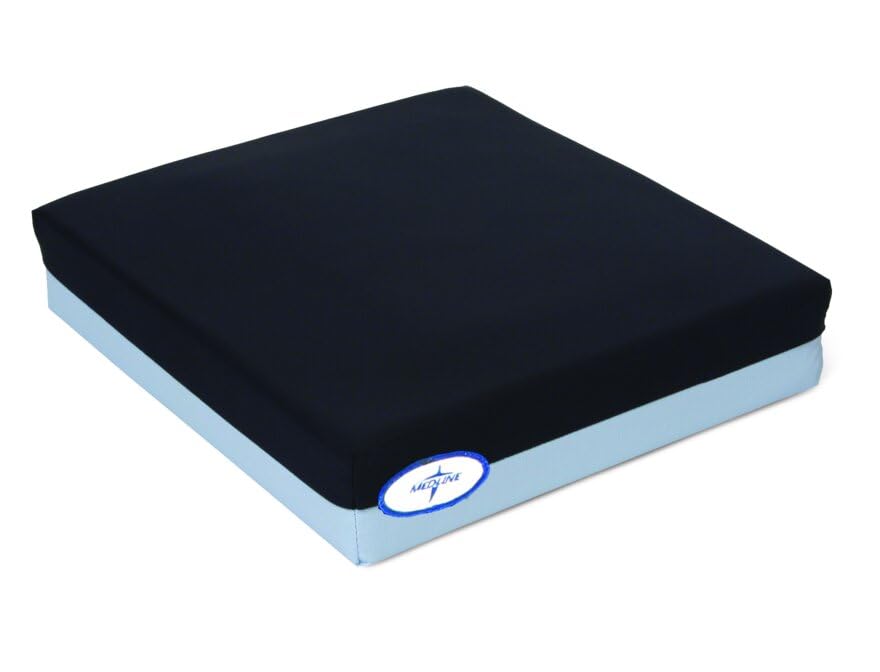Medline Gel Foam Wheelchair Cushion, 22" x 18" x 3" - Comfort & Pressure Redistribution with Easy-to-Clean Cover