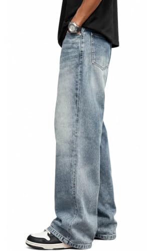 Mens Baggy Jeans for Men Women Y2k Skater Vintage Plain Pants Casual Wide Leg Jeans Loose Fit Denim Jeans - Image 3
