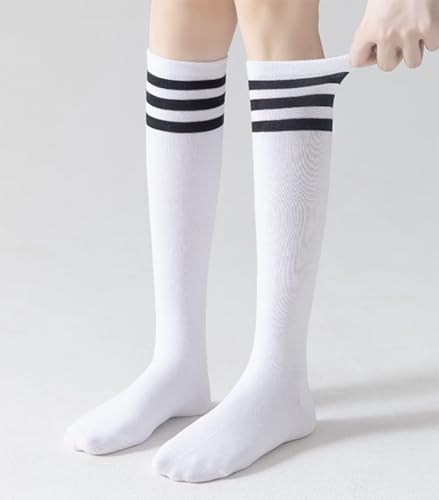 Women's Knee High Socks - Stripe Soft Cotton Thin Athletic Stocking Tube Socks4
