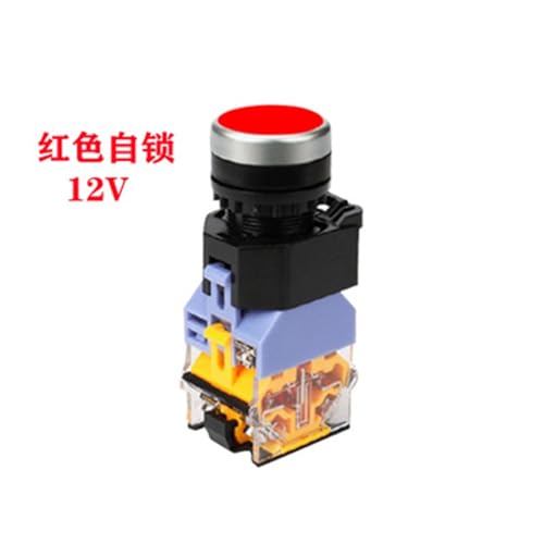 Interruptor LA38-11Ds con bloqueo de 22mm y luz LED roja de 12V 2