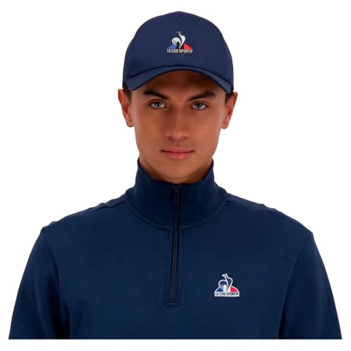 Le Coq Sportif - Casquette ESS Cap N°1 - Mixte Coton Polyester Respirant - Visière Courbée Sport Décontracté - Taille S/M - Bleu Dress Blues