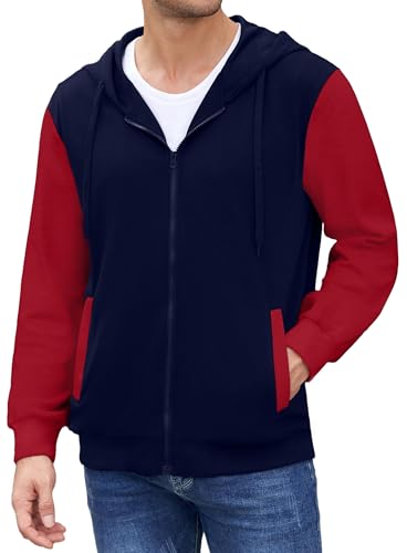 PEGENO Mens Casual Full Zip Hoodie Sweatshirt Long Sleeve Coat Fall Winter Outfits Jacket2