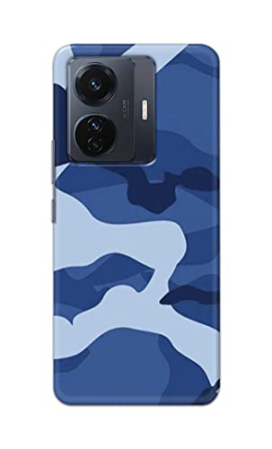 Image of Printed Hard Back Cover Case for Vivo iQOO Z6 Pro 5G | Vivo T1 Pro 5G | Vivo S15e Back Cover (Army Blue Pattern) -702
