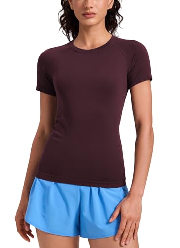 Image of CRZ YOGA Seamless T-Shirt Hip Length | Training, Chafe-Free, Slim Fit, Raglan Sleeves, Mesh Vents, Workout, Short Sleeve Tops for Women