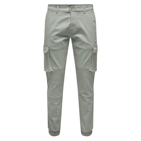 ONLY & SONS Men's Cargo Trousers, Wrought Iron Cover