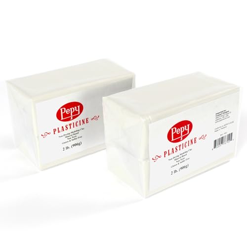 Pepy Reusable and Non-Drying Oil-Based Plasticine Modeling Clay White 4 Pounds Sulfur-Free & Non-Toxic Great for Kids Beginners and Artists Perfect for Arts and Crafts Projects