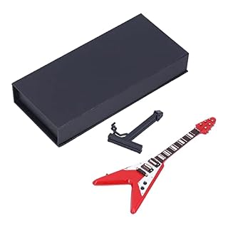 Agatige Guitare Miniature en Bois, modèle de Guitare électrique Rouge V Mini modèle de Guitare avec Support pour… - Les Beatles, Paul McCartney, John Lennon, RIngo Starr, George Harrison
