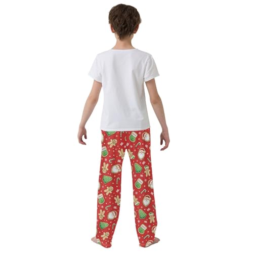 ZZXXB Gingerbread Santa Claus Boys Long Pants Soft Trousers Elastic Waist Kids Lounge Bottoms with Pockets S-XL3