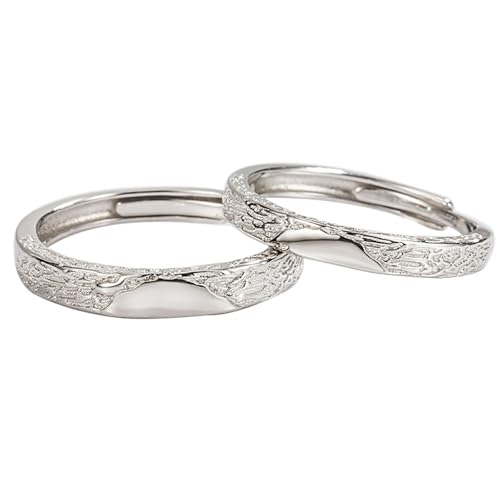 Bague réglable couple argent 925 gravée pour cadeau fiançailles