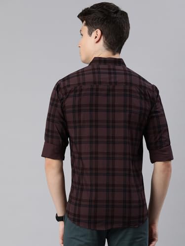 Image of Majestic Man Men Small Checkered Slim Fit Cotton Casual Shirt