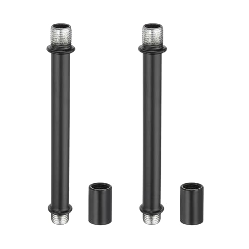 Image of PATIKIL Straight Pipe Lamp Stems Rod Kit, 2 Set M10 Carbon Steel 90mm(3.54 inch) Long Double End Thread Rod with Coupling Nuts Sleeve Connector for Table Lamps Chandeliers,Black