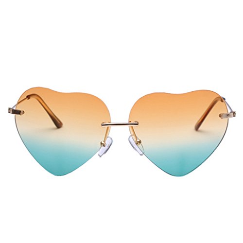 AiSi Heart-Shaped Sunglasses Ladies UV400 Polarized Mirror Sunglasses Color Gradient Film Glasses Driving Travel Fishing Golf Color Lenses