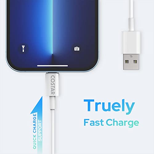 Image of COSTAR USB A to 8 Pin Charging Cable with 3A Output, Fast Charging & Data Transfer, Nylon Braided, Compatible with iPhone 14 /13 /13 Pro /12 /11 /X(1.2m)