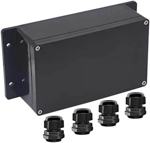 Junction Box IP65 Waterproof ABS Plastic Electrical Project Case Power Junction Boxes, Project Box with Fixed Ear Black 7.87 x4.72 x2.95 inch (200x120x75 mm)