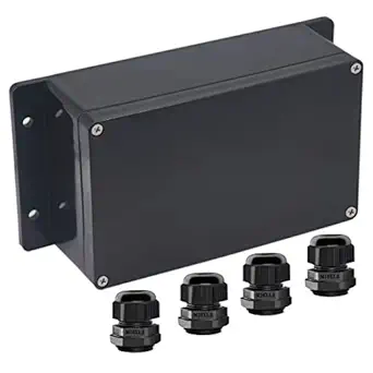 Otdorpatio Junction Box IP65 Waterproof ABS Plastic Electrical Project Case Power Junction Boxes, Project Box with Fixed Ear Black 7.87 x4.72 x2.95 inch (200x120x75 mm)