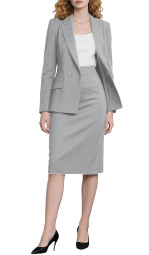 Skirt Sets Women 2 Piece Outfits Business Casual Long Sleeve Blazer and Pencil Skirt - Main Image