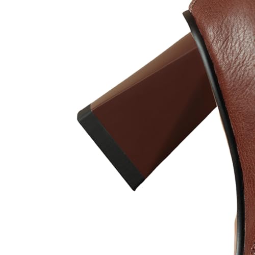 TinaCus Handmade Genuine Leather Elastic Side Zip Square Toe Block Heel Ankle Boots for Women3