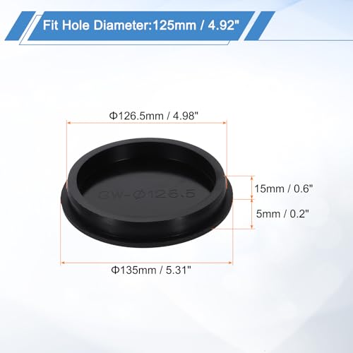 Image of uxcell Silicone Hole Plug, Waterproof Round Rubber Stoppers Bottle Seal Plugs Tube Pipe End Caps for 125mm /4.92 inch Hole for Bathtub Bottle, Black