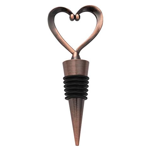 WeddParty 24 PCS Wedding Favor for Guests, Heart Wine Bottle Stopper Champagne Saver with White Organza Gift Bags for Baby Shower Favor Bridal Shower Party Souvenir Gift Supplies (Antique Copper, 24) Cover