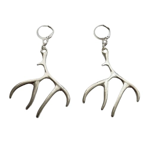Antlers Charm Leverback Earrings for Men Women, Deer Pendant Dangle