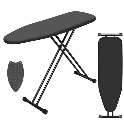 VIOFOTT Folding Ironing Board, Height Adjustable 65-95 cm, 110 x 34 cm, Sturdy Frame, Ironing Board is Height Adjustable, Save Space