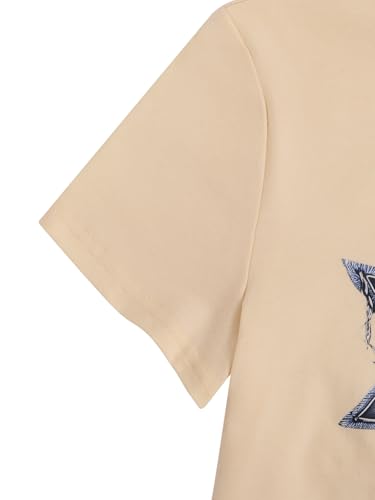 Image of RoseSeek Girl's Geometric Star Graphic Tee Tops Casual Summer Short Sleeve Crew Neck T Shirt