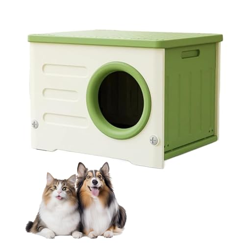 屋外猫ハウス HDPE防水素材 無害無臭 耐候性 組み立て簡単 日除け雨よけ機能 掃除楽々 防寒・暑さ対策 野外猫用安全住宅 取り外し可能屋根 (宇宙)