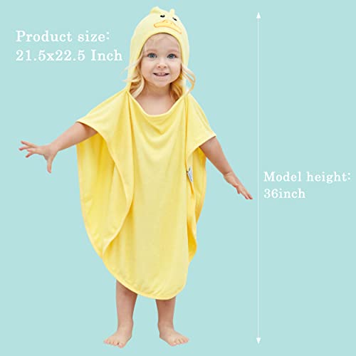 Image of HIPHOP PANDA Ultra Soft Hooded Baby Towel - 2-Layer Thick 500GSM Absorbent | Rayon Made from Bamboo, Hooded Bath Towel for Newborn, Infant, Toddler, Baby Registry - Yellow Duck, 21.5x22.5 In