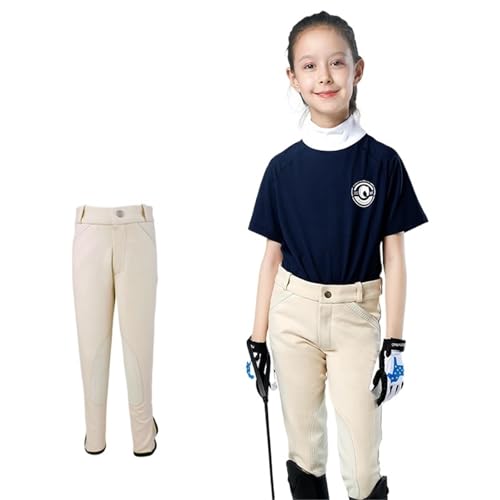 DSFIHJO Pantalones de equitación mujer Pantalones de montar for niños, elásticos, suaves y transpirables, equipo equitación for Jodhpurs de silicona para mujer con asiento comple(Beige,120)