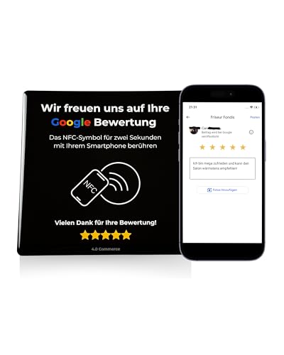 NFC Karte für Google Bewertungen | Vorprogrammiert auf Ihr Geschäft | Rezensionen steigern (schwarz)