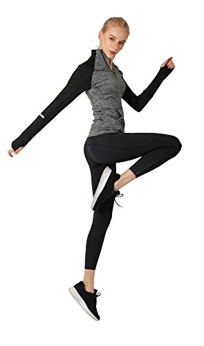 Women's Yoga Long Sleeves Half Zip Sweatshirt Girl Athletic Workout Running Jacket gy s